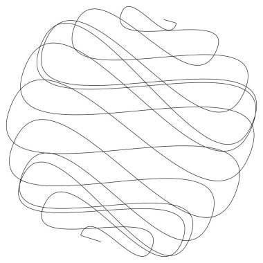 Rastgele kıvırcık, karışık, sicim hatları. Doddle, yarım yamalak, yuvarlak çizgiler - stok vektör illüstrasyonu, klip sanatları grafikleri