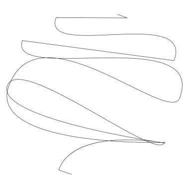 Rastgele kıvırcık, karışık, sicim hatları. Doddle, yarım yamalak, yuvarlak çizgiler - stok vektör illüstrasyonu, klip sanatları grafikleri