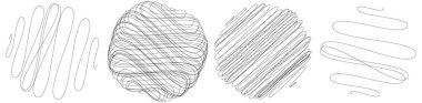 Rastgele kıvırcık, karışık, sicim hatları. Doddle, yarım yamalak, yuvarlak çizgiler - stok vektör illüstrasyonu, klip sanatları grafikleri