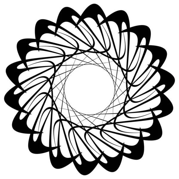 Körkörös Radiális Ikon Motívum Mandala Forma Forgás Forgás Spirál Volute — Stock Vector