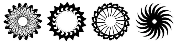 Kreisförmiges Radiales Symbol Motiv Mandala Form Wirbel Wirbel Spirale Geometrisches — Stockvektor