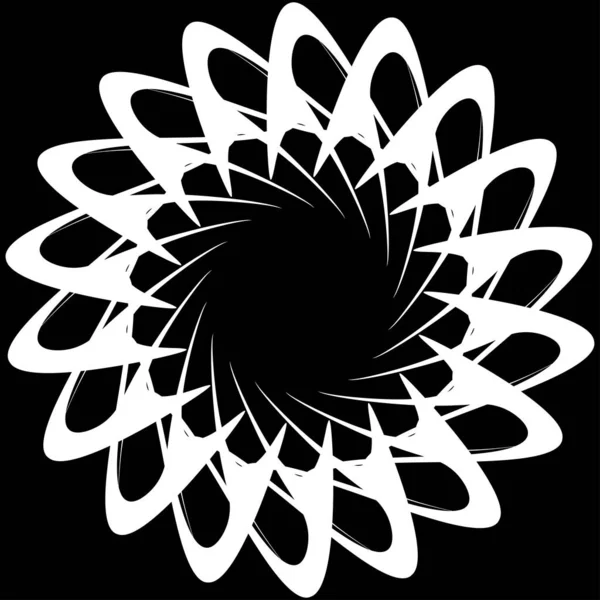 Icona Circolare Radiale Motivo Forma Mandala Vortice Vortice Elica Elemento — Vettoriale Stock