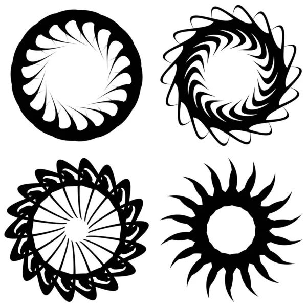 Körkörös Radiális Ikon Motívum Mandala Forma Forgás Forgás Spirál Volute — Stock Vector