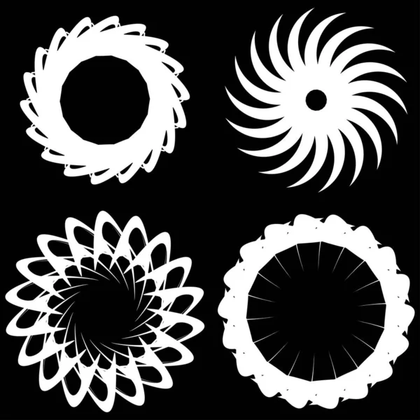 Circular Radial Icon Motif Mandala Shape Swirl Twirl Helix Volute — Stock Vector