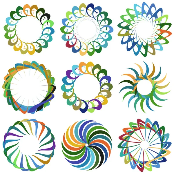 Circular Radial Icon Motif Mandala Shape Swirl Twirl Helix Volute — Stock Vector