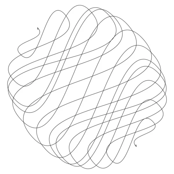 Zufällige Lockige Verworrene Verschlungene Linien Wirrwarr Skizzenhaft Skizze Gerundete Linien — Stockvektor
