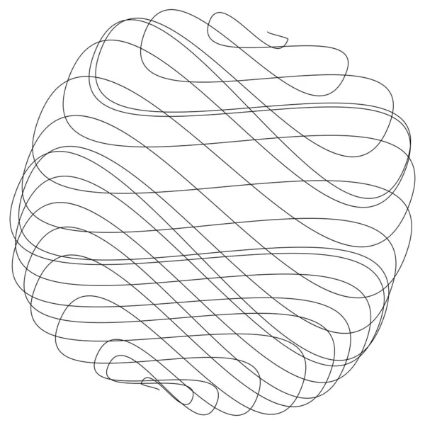 Náhodné Vlnité Spletené Provazové Čáry Doddle Náčrtky Náčrtky Zaoblených Čar — Stockový vektor