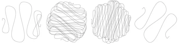 Keriting Acak Kusut Benang Doddle Sketchy Sketch Rounded Lines Gambar - Stok Vektor