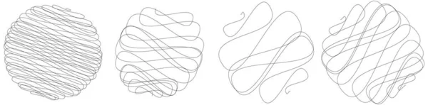 Τυχαία Σγουρά Μπερδεμένα Σπάγγο Γραμμές Doddle Sketchy Sketch Στρογγυλεμένες Γραμμές — Διανυσματικό Αρχείο