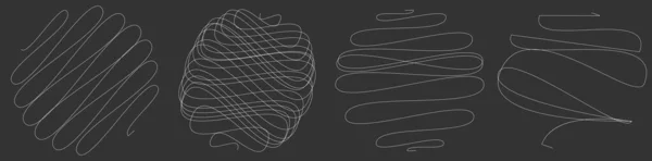 Aleatoriamente Encaracolado Emaranhado Linhas Cordel Doddle Sketchy Esboço Linhas Arredondadas —  Vetores de Stock