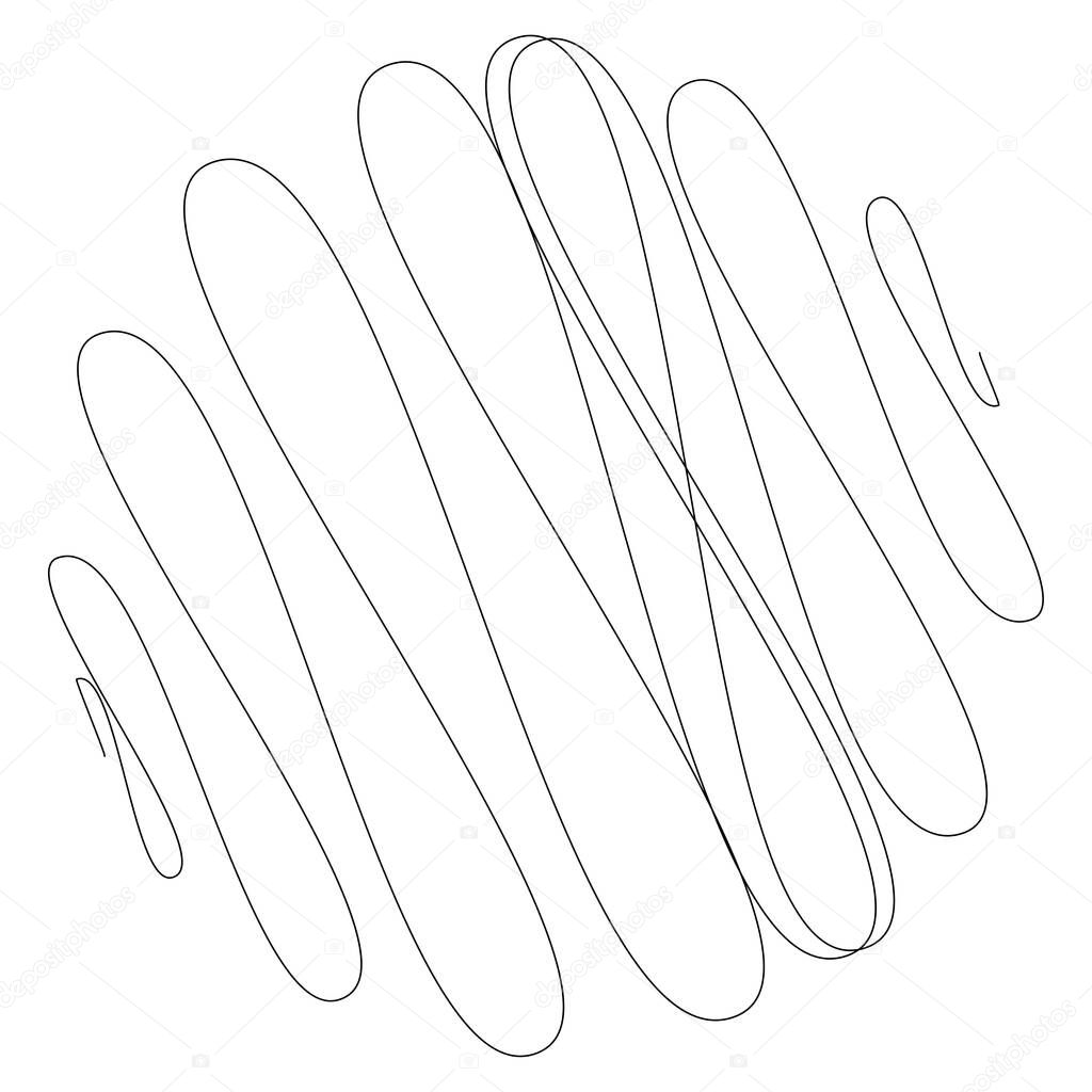 Random curly, tangle, twine lines. Doddle, sketchy, sketch rounded lines - stock vector illustration, clip-art graphics