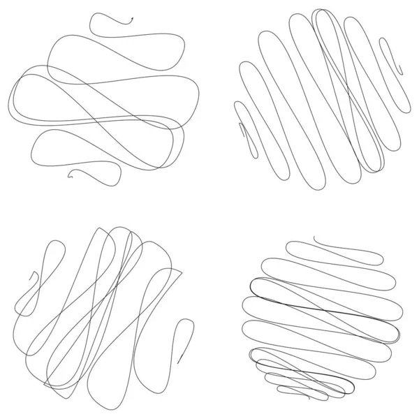 Willekeurige Krullen Wirwar Twijnlijnen Doddle Vaag Schets Afgeronde Krabbellijnen — Stockvector