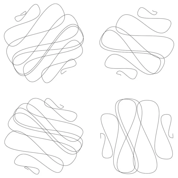 Véletlenszerű Göndör Kusza Zsinór Doddle Vázlatos Vázlat Lekerekített Firka Vonalak — Stock Vector