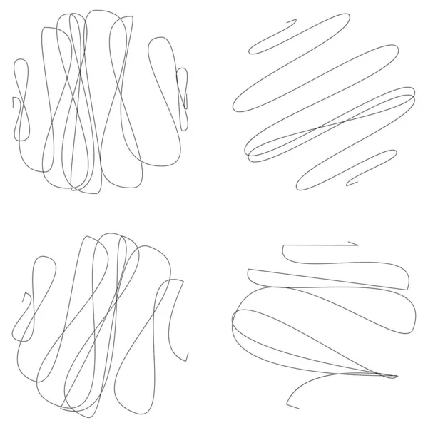Keriting Acak Kusut Benang Garis Coret Sketsa Sketsa Bulat Coretan - Stok Vektor
