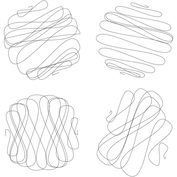 Zufällige Lockige Verworrene Verschlungene Linien Durcheinander Skizzenhaft Skizzenhaft Abgerundete Kritzelstriche — Stockvektor