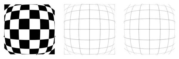 Vervormde Abstracte Geometrische Vormelementen Deformatie Vervorming Warp Tweak Effect Geruite — Stockvector