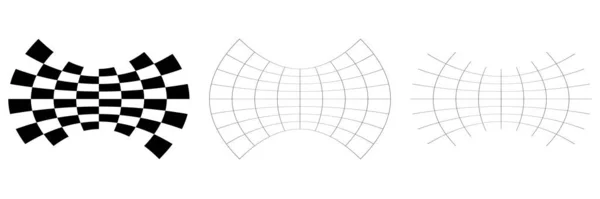 Torz Absztrakt Geometriai Elemek Deformáció Torzító Görbület Csavart Hatás Kockás — Stock Vector