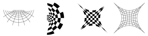 Distorted Deformed Grids Meshes Checkerboards Abstract Warp Tweak Distortion Deformation — Stock Vector