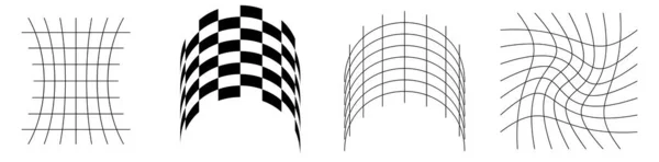 Vervormde Vervormde Roosters Mazen Damborden Abstract Warp Tweak Distortion Deformatie — Stockvector