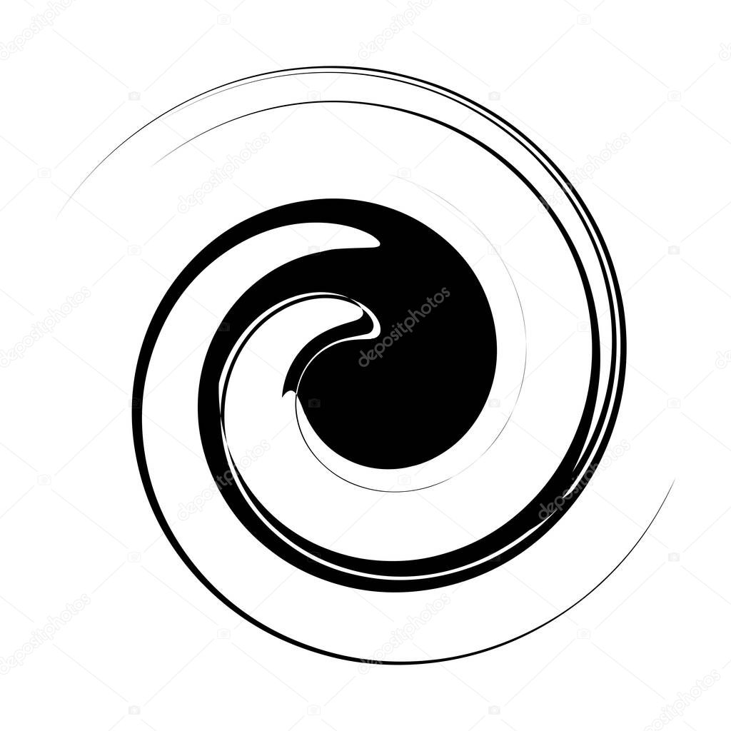 Curl, spiral, swirl, volute. Helix circular twirl