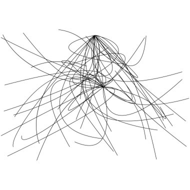 Rastgele kıvrımlı, kıvrımlı, karışık halatlar. Düğüm, düğüm, dalgalı çevre çizgileri