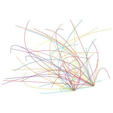 Rastgele kıvrımlı, kıvrımlı, karışık halatlar. Düğüm, düğüm, dalgalı çevre çizgileri