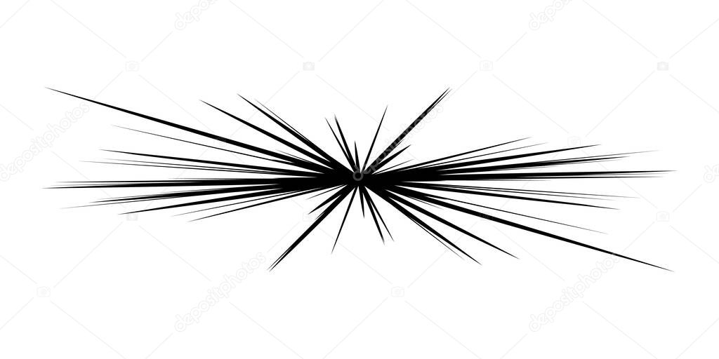 Dynamic, eccentric dynamic comic burst, action trail lines. Explosion, sparkle, spark element. Radial, radiating lines  stock vector illustration, clip-art graphics.