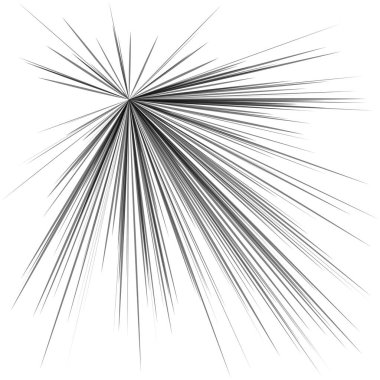 Radyal, yayılan dinamik ışınlar, ışınlama hatları. Yıldız patlaması, güneş patlaması elementi. Parlatıcı, ışıltı efekti. Parıltı, parıltı, parıltı, parıltı tasarımı