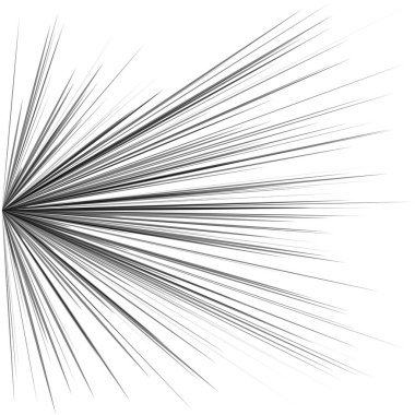 Radyal, yayılan dinamik ışınlar, ışınlama hatları. Yıldız patlaması, güneş patlaması elementi. Parlatıcı, ışıltı efekti. Parıltı, parıltı, parıltı, parıltı tasarımı