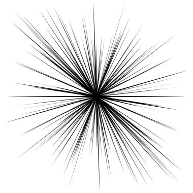 Radyal, yayılan dinamik ışınlar, ışınlama hatları. Yıldız patlaması, güneş patlaması elementi. Parlatıcı, ışıltı efekti. Parıltı, parıltı, parıltı, parıltı tasarımı