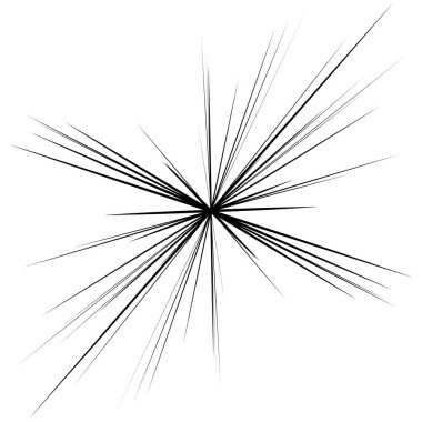 Radyal, yayılan dinamik ışınlar, ışınlama hatları. Yıldız patlaması, güneş patlaması elementi. Parlatıcı, ışıltı efekti. Parıltı, parıltı, parıltı, parıltı tasarımı