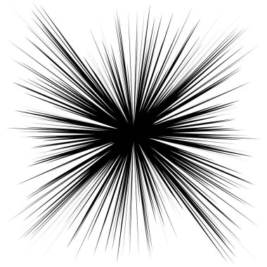 Radyal, yayılan dinamik ışınlar, ışınlama hatları. Yıldız patlaması, güneş patlaması elementi. Parlatıcı, ışıltı efekti. Parıltı, parıltı, parıltı, parıltı tasarımı