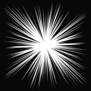 Radyal, yayılan dinamik ışınlar, ışınlama hatları. Yıldız patlaması, güneş patlaması elementi. Parlatıcı, ışıltı efekti. Parıltı, parıltı, parıltı, parıltı tasarımı