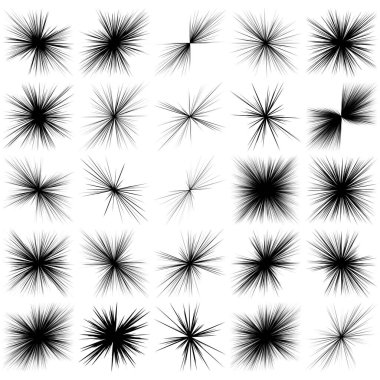 Radyal, yayılan dinamik ışınlar, ışınlama hatları. Yıldız patlaması, güneş patlaması elementi. Parlatıcı, ışıltı efekti. Parıltı, parıltı, parıltı, parıltı tasarımı