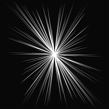Radyal, yayılan dinamik ışınlar, ışınlama hatları. Yıldız patlaması, güneş patlaması elementi. Parlatıcı, ışıltı efekti. Parıltı, parıltı, parıltı, parıltı tasarımı
