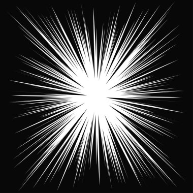Radyal, yayılan dinamik ışınlar, ışınlama hatları. Yıldız patlaması, güneş patlaması elementi. Parlatıcı, ışıltı efekti. Parıltı, parıltı, parıltı, parıltı tasarımı