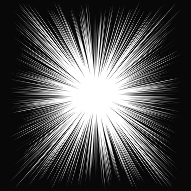 Radyal, yayılan dinamik ışınlar, ışınlama hatları. Yıldız patlaması, güneş patlaması elementi. Parlatıcı, ışıltı efekti. Parıltı, parıltı, parıltı, parıltı tasarımı