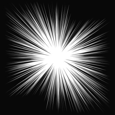 Radyal, yayılan dinamik ışınlar, ışınlama hatları. Yıldız patlaması, güneş patlaması elementi. Parlatıcı, ışıltı efekti. Parıltı, parıltı, parıltı, parıltı tasarımı
