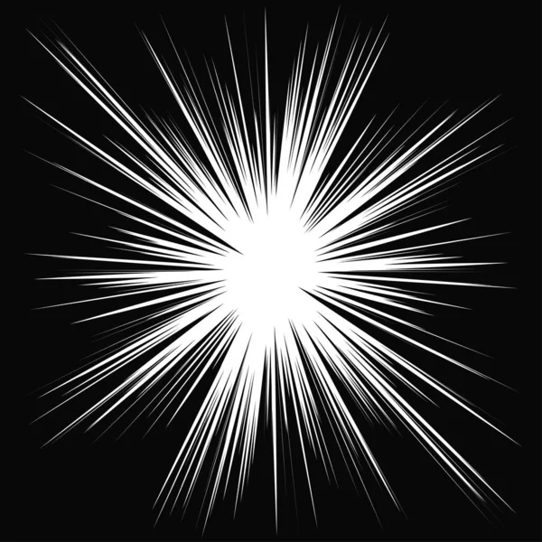 Radyal, yayılan dinamik ışınlar, ışınlama hatları. Yıldız patlaması, güneş patlaması elementi. Parlatıcı, ışıltı efekti. Parıltı, parıltı, parıltı, parıltı tasarımı