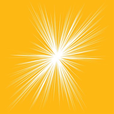 Radyal, yayılan dinamik ışınlar, ışınlama hatları. Yıldız patlaması, güneş patlaması elementi. Parlatıcı, ışıltı efekti. Parıltı, parıltı, parıltı, parıltı tasarımı