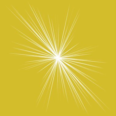 Radyal, yayılan dinamik ışınlar, ışınlama hatları. Yıldız patlaması, güneş patlaması elementi. Parlatıcı, ışıltı efekti. Parıltı, parıltı, parıltı, parıltı tasarımı