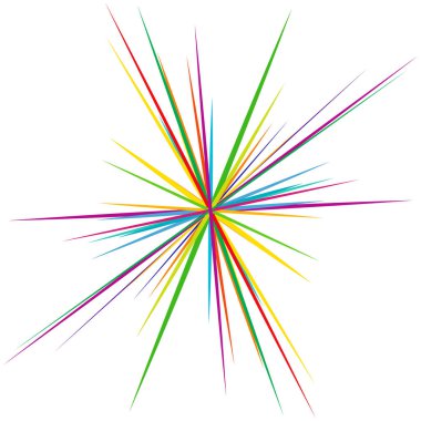 Radyal, yayılan dinamik ışınlar, ışınlama hatları. Yıldız patlaması, güneş patlaması elementi. Parlatıcı, ışıltı efekti. Parıltı, parıltı, parıltı, parıltı tasarımı