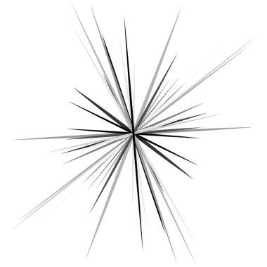 Radyal, yayılan dinamik ışınlar, ışınlama hatları. Yıldız patlaması, güneş patlaması elementi. Parlatıcı, ışıltı efekti. Parıltı, parıltı, parıltı, parıltı tasarımı