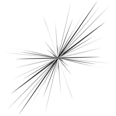 Radyal, yayılan dinamik ışınlar, ışınlama hatları. Yıldız patlaması, güneş patlaması elementi. Parlatıcı, ışıltı efekti. Parıltı, parıltı, parıltı, parıltı tasarımı