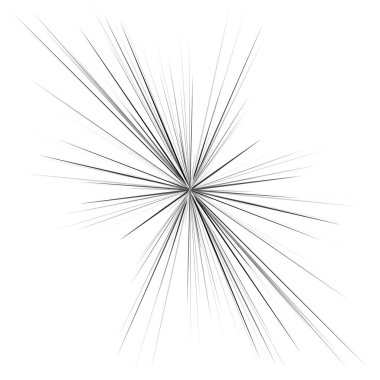 Radyal, yayılan dinamik ışınlar, ışınlama hatları. Yıldız patlaması, güneş patlaması elementi. Parlatıcı, ışıltı efekti. Parıltı, parıltı, parıltı, parıltı tasarımı