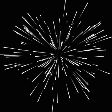 Radyal, yayılan dinamik ışınlar, ışınlama hatları. Yıldız patlaması, güneş patlaması elementi. Parlatıcı, ışıltı efekti. Parıltı, parıltı, parıltı, parıltı tasarımı