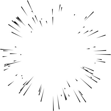 Radyal, yayılan dinamik ışınlar, ışınlama hatları. Yıldız patlaması, güneş patlaması elementi. Parlatıcı, ışıltı efekti. Parıltı, parıltı, parıltı, parıltı tasarımı