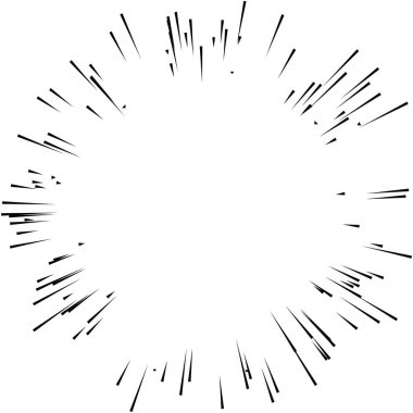Radyal, yayılan dinamik ışınlar, ışınlama hatları. Yıldız patlaması, güneş patlaması elementi. Parlatıcı, ışıltı efekti. Parıltı, parıltı, parıltı, parıltı tasarımı