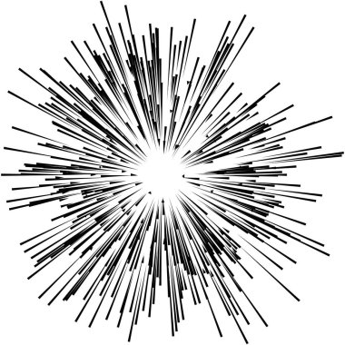 Radyal, yayılan dinamik ışınlar, ışınlama hatları. Yıldız patlaması, güneş patlaması elementi. Parlatıcı, ışıltı efekti. Parıltı, parıltı, parıltı, parıltı tasarımı