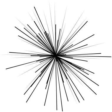 Radyal, yayılan dinamik ışınlar, ışınlama hatları. Yıldız patlaması, güneş patlaması elementi. Parlatıcı, ışıltı efekti. Parıltı, parıltı, parıltı, parıltı tasarımı